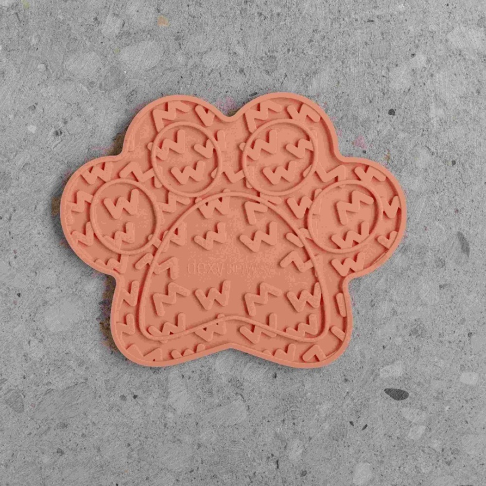NWT Dexypaw Coral Paw Print Enrichment Lick Mat slow feeder